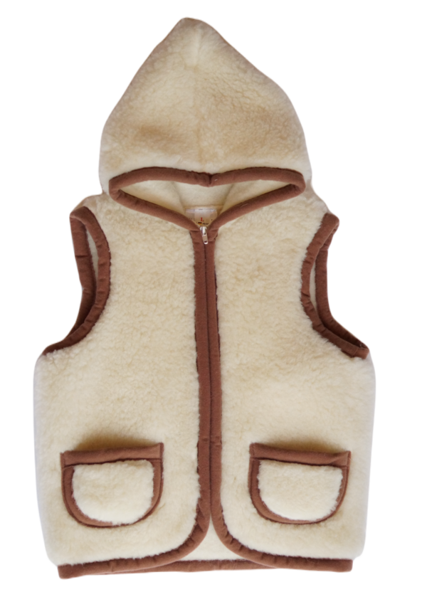 We Are Wovens Flat White wollen bodywarmer met capuchon